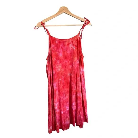 NWT Mud Pie Pink Orange Red Beach Swim Cover Up Tie Dye Dress Womens One Size - Picture 5 of 5